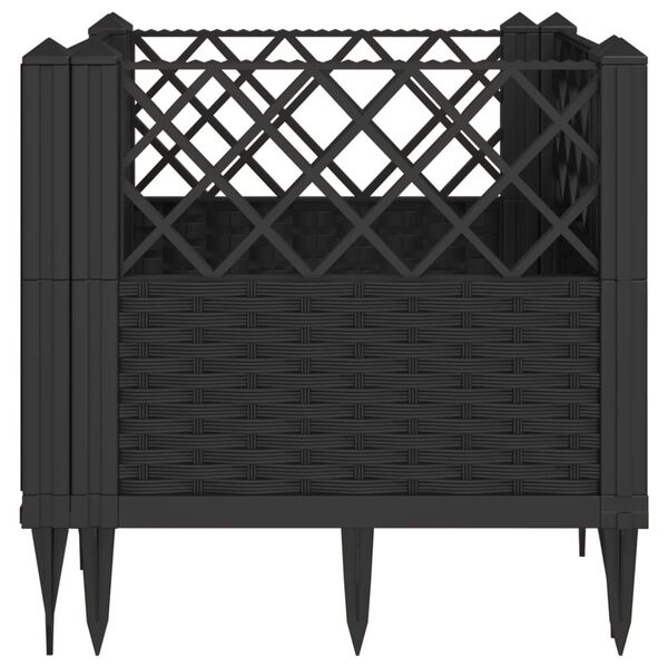vidaXL Jardini&egrave;re avec piquets noir 43,5x43,5x43,5 cm PP