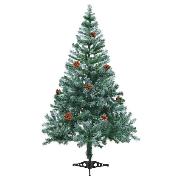 vidaXL Arbre de No&euml;l givr&eacute; pr&eacute;-&eacute;clair&eacute; et boules pommes de pin 150 cm