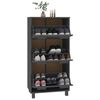 vidaXL Armoire à chaussures HAMAR Gris foncé 59,5x35x117 cm Pin massif