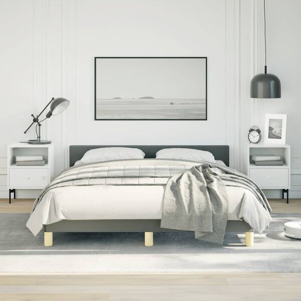 vidaXL Cadre de lit sans matelas gris foncé tissu