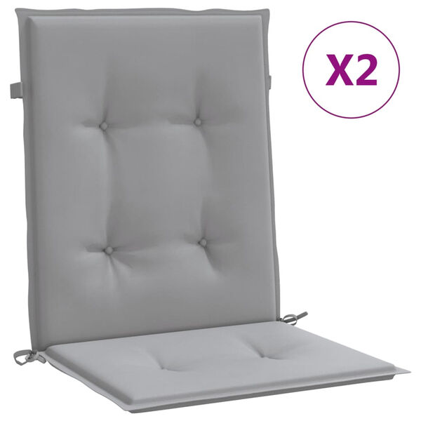 vidaXL Coussins de chaise de jardin &agrave; dossier bas lot de 2 gris