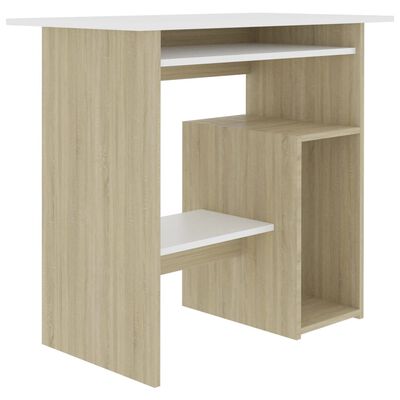 vidaXL Bureau Blanc et chêne sonoma 80 x 45 x 74 cm Aggloméré