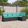 vidaXL Ensemble de canapé de jardin 5 pcs Noir et turquoise polyrotin