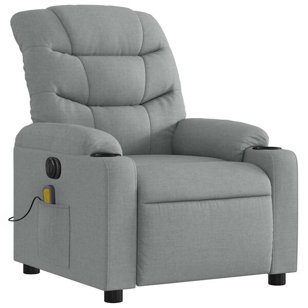 vidaXL Fauteuil inclinable de massage &eacute;lectrique gris clair tissu