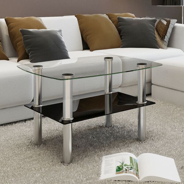 vidaXL Table basse avec 2 &eacute;tag&egrave;res Verre