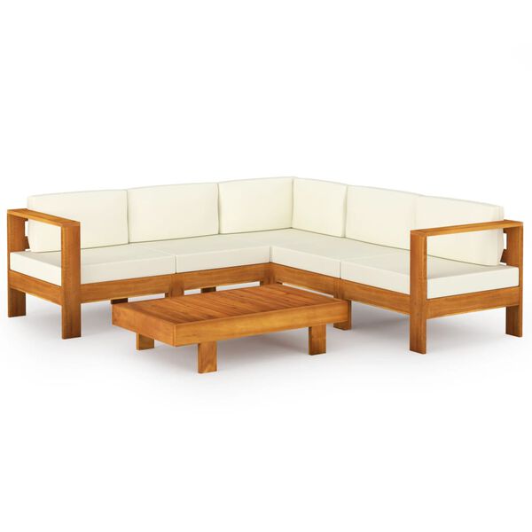 vidaXL Salon de jardin 6 pi&egrave;ces avec coussins 100 x 60 cm Bois d'acacia