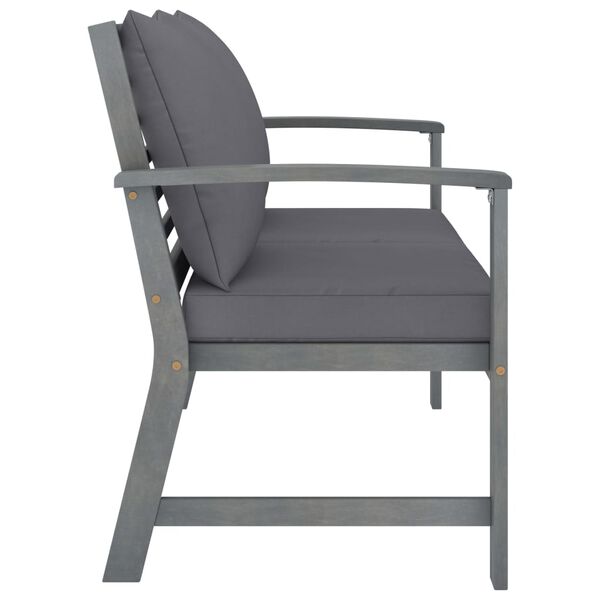 vidaXL Banc de jardin 120cm et coussin gris fonc&eacute; Bois solide d'acacia