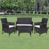vidaXL Salon de jardin 4 pcs avec coussins R&eacute;sine tress&eacute;e Noir