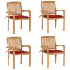 vidaXL Chaises de jardin empilables avec coussins lot de 4 Teck solide