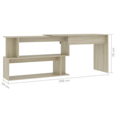 vidaXL Bureau d'angle Chêne sonoma 200x50x76 cm Bois d’ingénierie