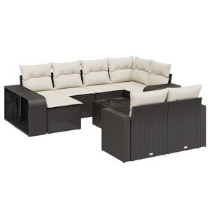 vidaXL Salon de jardin 11 pcs avec coussins noir r&eacute;sine tress&eacute;e