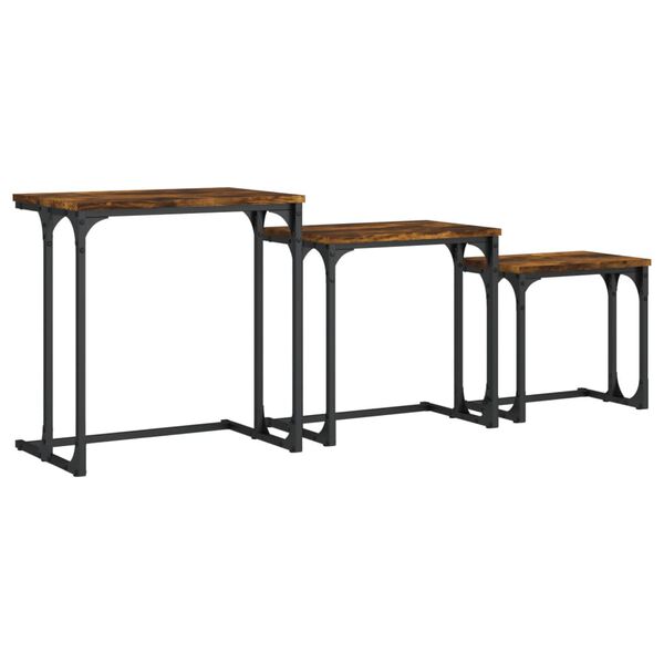 vidaXL Tables basses gigognes 3 pcs chêne fumé bois d'ingénierie