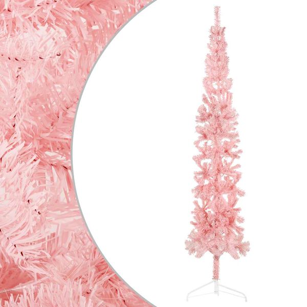 vidaXL Demi sapin de No&euml;l artificiel mince avec support Rose 240 cm