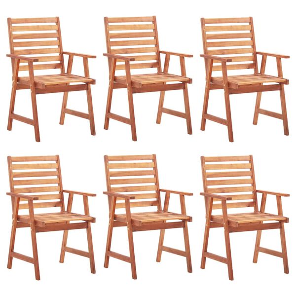 vidaXL Chaises &agrave; manger d'ext&eacute;rieur lot de 6 et coussins Acacia massif