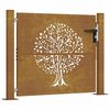 vidaXL Portail de jardin 100x100 cm en acier Corten avec motif arbre