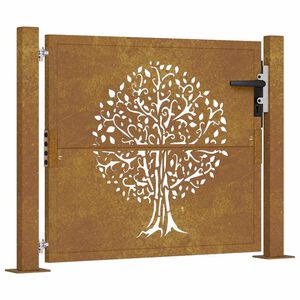 vidaXL Portail de jardin 100x100 cm en acier Corten avec motif arbre