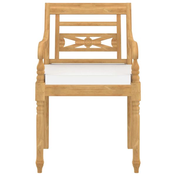 vidaXL Chaises Batavia lot de 4 avec coussins Bois de teck solide