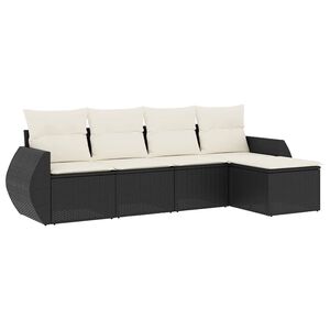 vidaXL Salon de jardin 5 pcs avec coussins noir r&eacute;sine tress&eacute;e