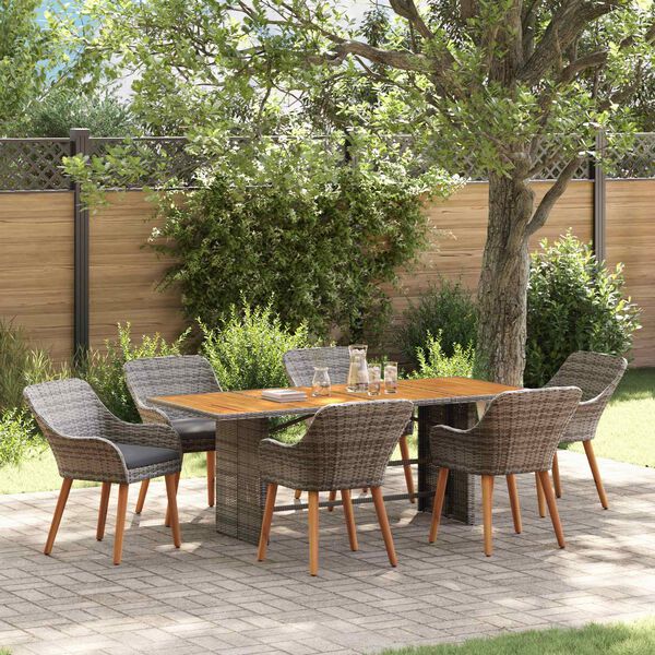 vidaXL Ensemble de salle à manger pour jardin 7 pcs Gris et marron