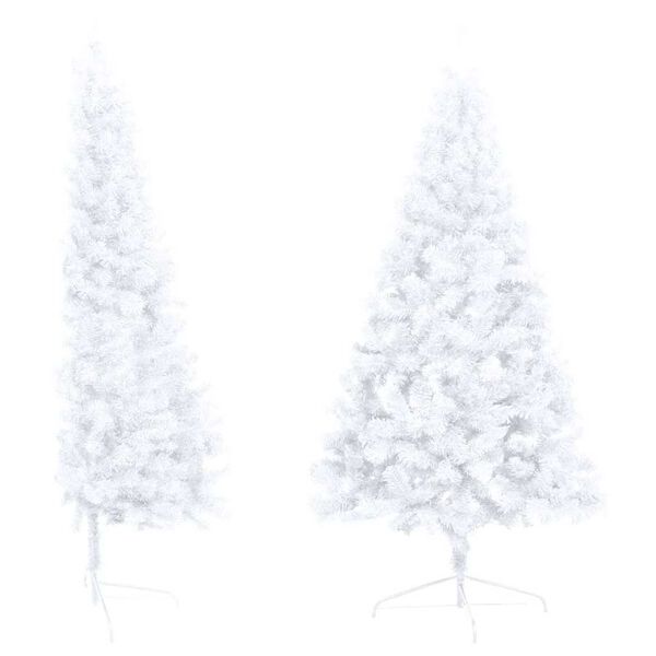 vidaXL Demi-arbre de Noël artificiel pré-éclairé et boules blanc 150cm