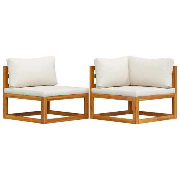 vidaXL Ensemble de canap&eacute;s 2 pcs et coussins blanc cr&egrave;me Acacia solide