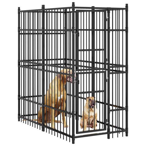 vidaXL Chenil d'ext&eacute;rieur pour chiens Acier 1,84 m&sup2;