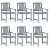 vidaXL Chaises de jardin et coussins lot de 6 Bois acacia massif Gris