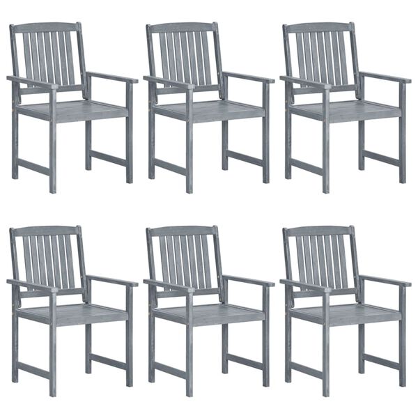 vidaXL Chaises de jardin et coussins lot de 6 Bois acacia massif Gris