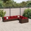vidaXL Salon de jardin avec coussins 9 pcs marron r&eacute;sine tress&eacute;e