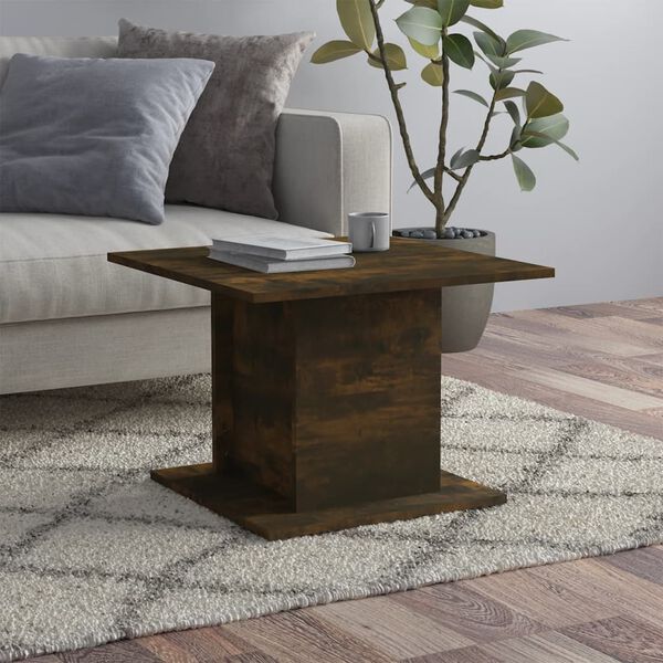 vidaXL Table basse ch&ecirc;ne fum&eacute; 55,5x55,5x40 cm bois d'ing&eacute;nierie