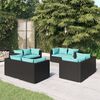 vidaXL Salon de jardin 8 pcs avec coussins R&eacute;sine tress&eacute;e Noir