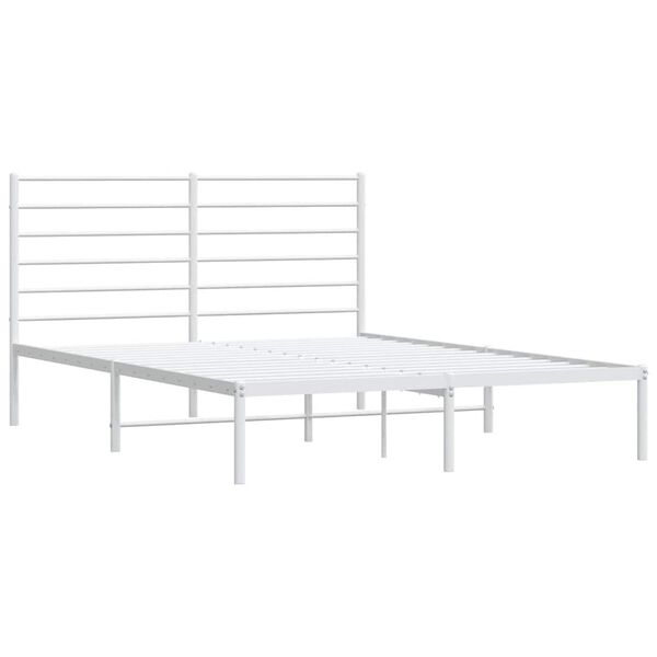 vidaXL Cadre de lit m&eacute;tal sans matelas et t&ecirc;te de lit blanc 135x190 cm