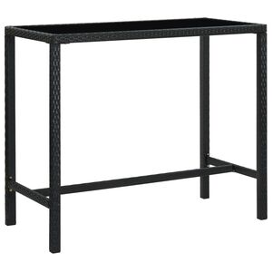 vidaXL Table bar de jardin Noir 130x60x110 cm R&eacute;sine tress&eacute;e et verre