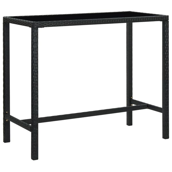 vidaXL Table bar de jardin Noir 130x60x110 cm R&eacute;sine tress&eacute;e et verre