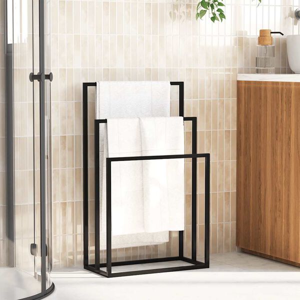 vidaXL Porte-serviettes sur pied Noir 48x24x79 cm Fer