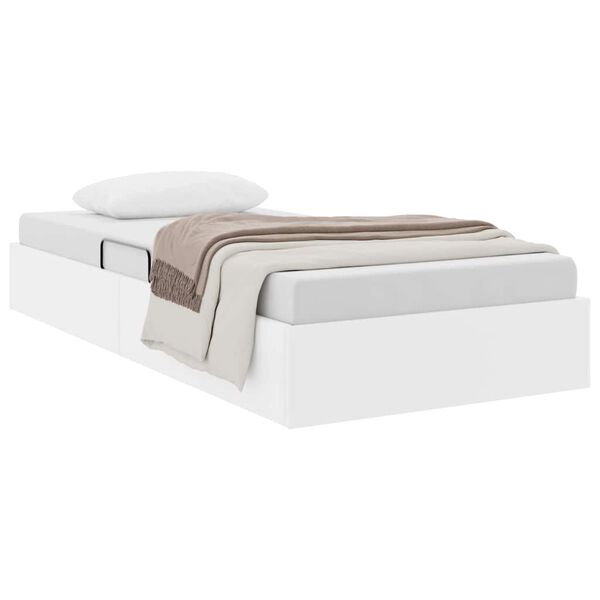 vidaXL Lit de Rangement avec matelas Blanc pur 100 x 190 cm Faux cuir
