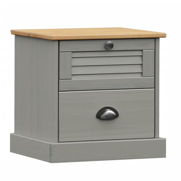 vidaXL Table de chevet VIGO gris 42x35x42 cm bois de pin massif