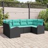 vidaXL Ensemble de canapé de jardin 6 pcs Noir et turquoise polyrotin