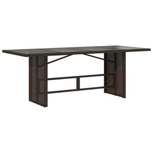 vidaXL Table de jardin avec dessus en verre marron r&eacute;sine tress&eacute;e