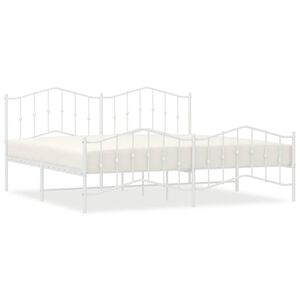 vidaXL Cadre de lit m&eacute;tal sans matelas et pied de lit blanc 193x203 cm