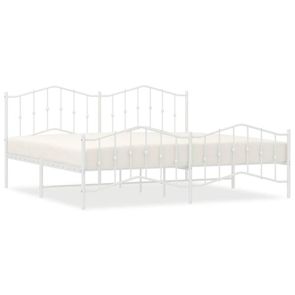 vidaXL Cadre de lit m&eacute;tal sans matelas et pied de lit blanc 193x203 cm