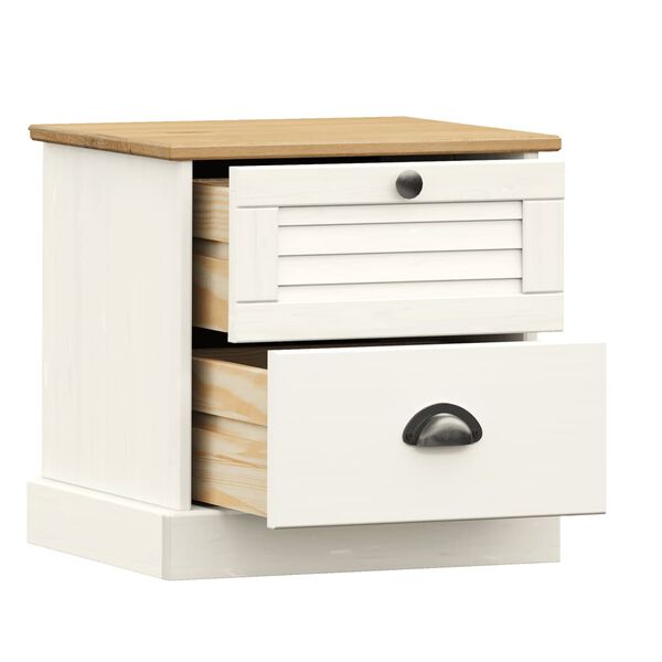 vidaXL Table de chevet VIGO blanc 42x35x42 cm bois de pin massif