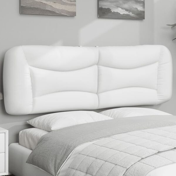 vidaXL Coussin de t&ecirc;te de lit Hvar blanc 152 cm similicuir
