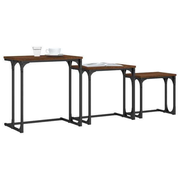 vidaXL Tables basses gigognes 3 pcs chêne marron bois d'ingénierie