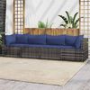 vidaXL Salon de jardin 4 pcs avec coussins Gris R&eacute;sine tress&eacute;e