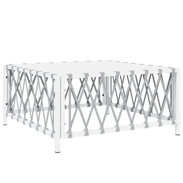 vidaXL Table de jardin blanc 70x70x34 cm tissu tissé