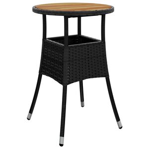 vidaXL Table de jardin &Oslash;60x75 cm Acacia et r&eacute;sine tress&eacute;e Noir