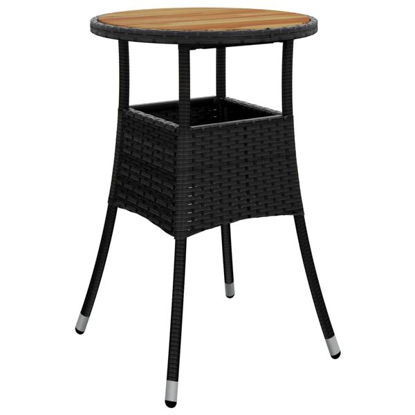 vidaXL Table de jardin &Oslash;60x75 cm Acacia et r&eacute;sine tress&eacute;e Noir