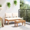vidaXL Banc de jardin 2 pcs Cr&egrave;me et marron Bois de teck massif
