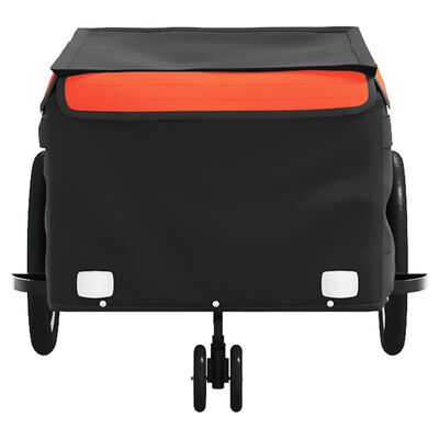 vidaXL Remorque de vélo noir et orange 45 kg fer